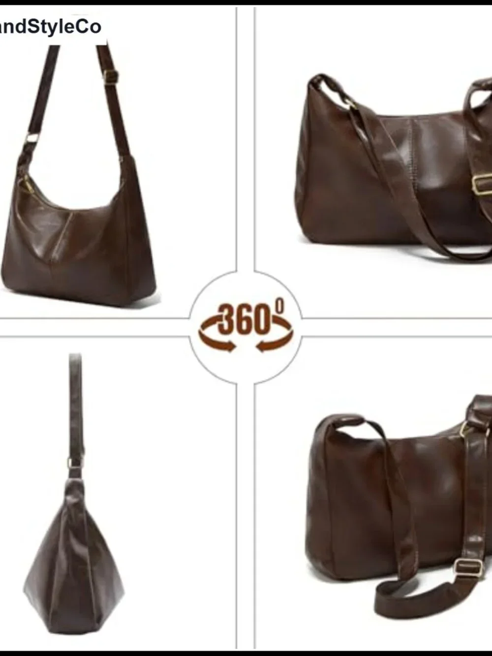 Slouchy Hobo Bag PU Leather Shoulder Crossbody Purse Adjustable Strap